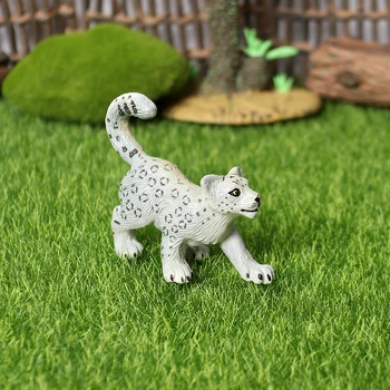 Modeliavimo plastiko Gyvūnijos Snow Leopard Vertus, Tapybos gyvūnų modelio paveikslas Apdailos švietimo žaislas statulėlės Dovana Vaikams