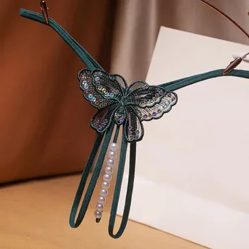 Moteriškos Kelnaitės Nėriniai drugelis Seksualus Apatiniai Perspektyvos Kelnės Pearl G Crotchless Trumpikės Matyti Per G-String Dirželius Porno