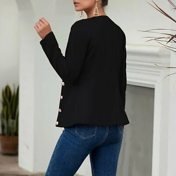 Moterų Rudenį Švarkas Slim Fit Smart Casual Mygtuką ilgomis Rankovėmis Office Ponios Striukė Moterų Dvigubo Breasted Švarkas Streetwear