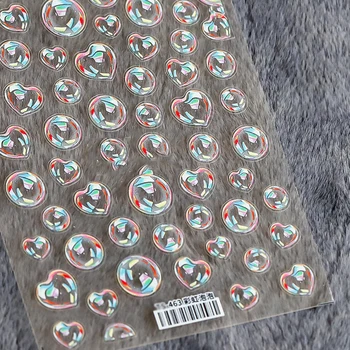 Naujas 3D Spalvotų Širdies Formos Burbulas Bohemijos lipnios Nagai Lipdukai Salonas Nagai aplinkosaugos ¾enklelis, Papuošalai, Manikiūras Z0431