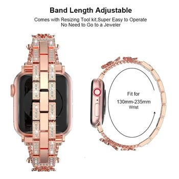 Naujas Bling Metalo Apyrankę, Apple Watch Band 44mm 38mm Prabangus Nerūdijančio Diržu, apple watch 6 5 4 3 2 1 Watchband iWatch SE