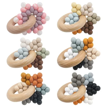 Naujas Dizainas netoksiškas Kramtyti Jutimo Molars Žaislas Medžio Žiedas Silikoninis Kūdikių Teether Fashionble vientisos Spalvos Vaikų Produktai