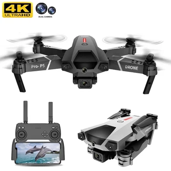 NAUJAS P5 Drone 4K Dual Camera Profesinės aerofotografija Infraraudonųjų spindulių Kliūčių vengimo Quadcopter rc sraigtasparniai žaislų berniukams