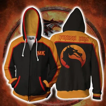 Naujas Žaidimas Mortal Kombat Skorpionas Hanzo Hasashi Cosplay Kostiumai, Paaugliams Užtrauktukas Palaidinukė Atsitiktinis Hoodie Sportinę Megztinis Švarkas