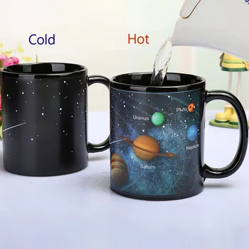 Naujasis saulės sistemos Keraminės kavos puodelis Šilumos jautrus Spalva keičiasi magic 