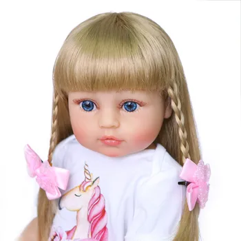 Naujausią Golden Sticked Plaukų Perukas 22inch Atgimsta Lėlės Ilgai Strainght plaukus 48-55cm Silikono Reborn Baby Lėlės Plaukų Perukas 