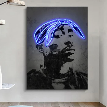 Neon Nuotraukas Scott Travis Muzikos Žvaigždė Plakatas Biggie Tupac Rap Hip-Hop Reperis Mados Modeliu Art Drobės Tapybos Sienos, Namų Dekoro