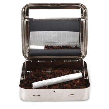Nešiojamų Metalo Cigarečių Dėžutė Nešiojamų 70mm Sidabro Cigarečių Roller Mašina Prerolled Popieriaus Kūgio Rūkymas Piktžolių Įrankis