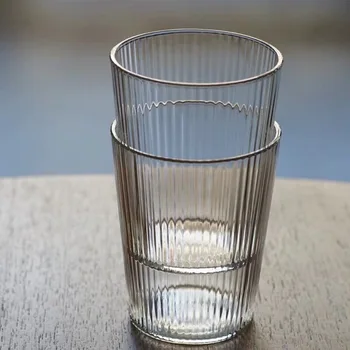 Nordic Vandens Butelio Stiklo Puodeliai Aukso Vertikali Juostelė Stiklo Kūrybos Vaisių Sulčių Geriamojo Vandens Puodelį Nustatyti Pieno Butelis
