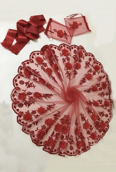 Nuotakos šydu nustatyti 3D gėlių ir blizgučiai išsiuvinėti chna naktį vestuvės santuoka vestuvių aksesuaras bordo raudona spalva 2021 modelis