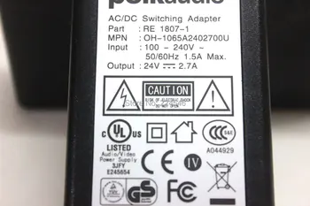 ORIGINAL AC DC Perjungimo Adapteris 24V 2.7 už Polk audio Vėl 1807-1 (OH-1065A2402700U)