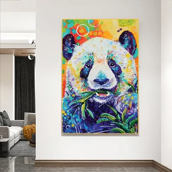 Panda Valgyti Bambuko Drobė, Tapyba, Modernus Gyvūnų Grafiti, Plakatų ir grafikos Sienos Nuotraukas Kambarį Namo Apdaila Dažymas