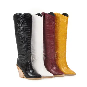 Plus size 34-48 Naujų 2020 m. Kelio auliniai batai moterims rudens-žiemos batai europos vakarų kaubojus batai ponios batai mados batai