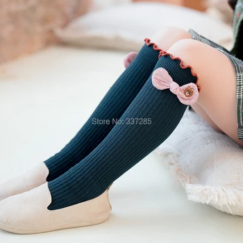 Princesė merginos kulkšnies trumpas gražių kojinių Mielas lankas Vaikams Kelio Aukštos Kojinės Grybelio krašto medvilnės Baby bear Per Kelio Kojinės kūdikiams
