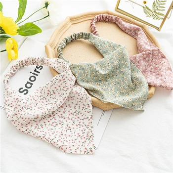 Printting Hair Scarf Scrunchies Vintage Triangle Bandanas Hairband Headband Without Clips Elastic Hair Bands Headwrap Accesories