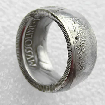 Rankų Darbo Žiedas Iš Italijos 20 Lire 1943 Medalis Sidabro Padengtą Kopijuoti Monetų Dydžių 8-16
