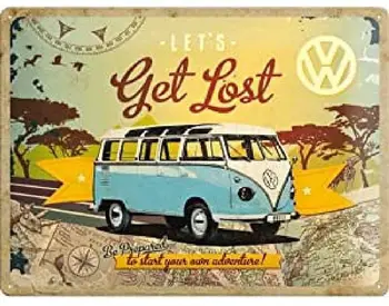 Retro Alavo Ženklas, Volkswagen VW Bulli Let ' s Get Lost Autobusų Dovanų idėja, Metalo Plokštelė, vintage Design Apdaila