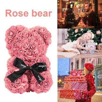 Rose Lokys Dirbtinės Gėlės Rožės Meškiukas Vienaragis Jubiliejų, Kalėdų, Valentino Dovana Draugei Vestuvių Dekoravimas