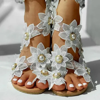 SAGACE moterų batai Nemokamas pristatymas Ponios Mados Atsitiktinis Gėlių Pearl Butas Sandalai Įrašą Tne Žiedas Paplūdimio Bateliai Romos Vasaros Sandalai