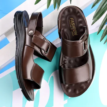Sagtis slip-on patogus odiniai bateliai vyrai sandalai atsitiktinis kietos vyriškos šlepetės 2021 m. vasaros sandalai vyras batai