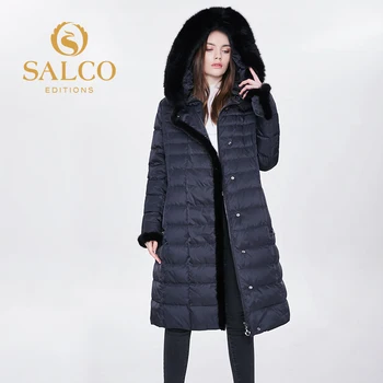 SALCO 2020 naujausias geriausiai parduodamų gamtinių gyvūnų fox fur pearl cotton ilgą striukę, šilumos striukė
