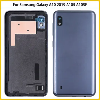 Samsung Galaxy A10 2019 A105 SM-A105F/DS Plastiko Baterijos Dangtelis Durys Galinį Dangtelį A10 Būsto Atveju Su Stiklo Lęšio Pakeitimo