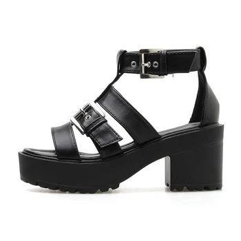 Sandalias mujer vasaros sandalai 2020 sandalia plataforma gladiatorių sandalai, sandalas kulniukai punk batai sandalen dames LJA756-1