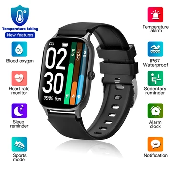 Smart Watch Vyrai Su Temperatūra, Širdies ritmo Monitorius IP67 atsparus vandeniui Smartwatch Fitneso Sekimo Moterų laikrodžiai 
