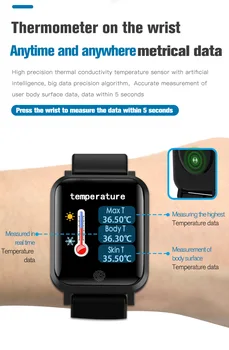 Smart Watch vyrai su Temperatūros Matavimo Širdies ritmas, Kraujo Spaudimo Monitorius Smartwatch moterų 