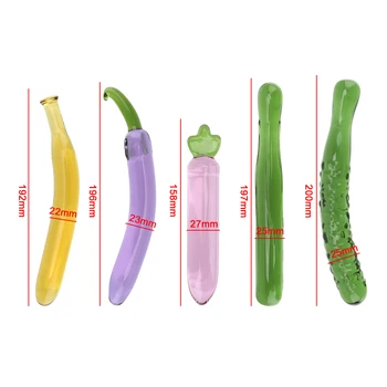Stiklo Karoliukai Butt Plug Sekso Žaislais Vyrams, Moterims, Vaisių, Daržovių Analinis Kaištis Dirbtinis penis Erotiniai Baklažano Vibratorių Bananų Dildo