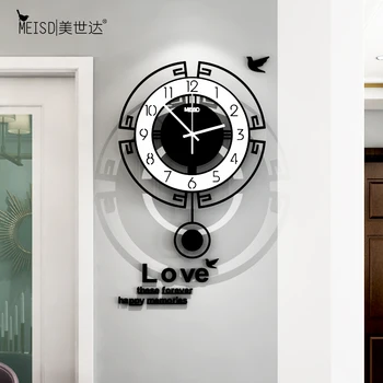 Super Didelis Sūpynės Akrilo Kvarco Silent Modernaus Dizaino Sieninis Laikrodis Švytuoklinis Sienos Žiūrėti Laikrodžiai Lipdukai Kambarį Apdaila