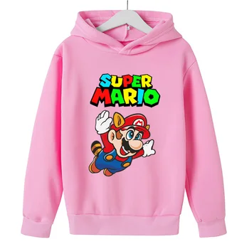 Super Mario Hoodie Vaikų Drabužių Berniukas/Mergaitė Palaidinukė Juokinga Hoodie Harajuku Medvilnės spalvotų Drabužių Mados Hoodie