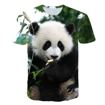 T-Shirt Vaikų Vasaros 2021 M. Berniukai Negabaritinių Marškinėliai Mergaitėms Berniukų Sportiniai Marškinėliai Panda 3D Spausdinimo Atsitiktinis Trumpas Rankovės O Kaklo Viršūnes