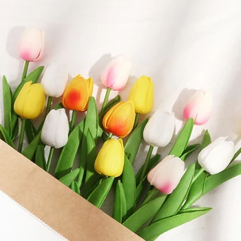 Tulip Luxury Silikono Nekilnojamojo touch Tulpių Puokštė dekoratyvinis Dirbtinės Gėlės Vestuvių Sode Lauko Apdaila