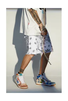 UNCLEDONJM Anakardžių gėlių Šortai vyriški street wear sweat šortai Hip-Hop Haremo Kelnės PRARASTI dizaineris šortai vyrams vasaros Šortai A503