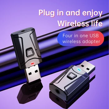 USB Bluetooth 5.0 Garso Imtuvas, Siųstuvas, 4 IN 1 Mini 3,5 mm Jack AUX-RCA Stereo Muzikos Belaidžio ryšio Adapteris, skirtas TELEVIZIJOS Automobilių universalios