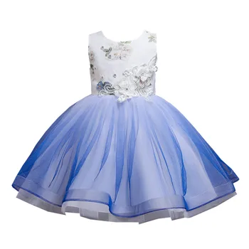Vaiko multi layer spausdinti princesė dress vaikai europos stiliaus gėlių bridesmaid suknelę mergaitės 2-10 metų