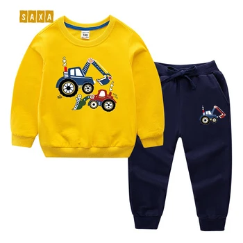 Vaikų kostiumas pavasarį ir rudenį medvilnės, vaikų drabužiai berniukui ilgomis rankovėmis megztinis + elastinės juostos kelnės dviejų dalių
