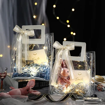 Vestuvių Saldainių Dėžutė Ins Skaidrus, norintis triušis LED šviesos staigmena Bridesmaid, Dovanų Dėžutėje Maišas Tuščias Užsakymą Vertus Dovana Tote Bag