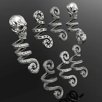 Viking Runos Spiralės Kaukolės Skeletas Plaukai, Barzda Karoliukai 