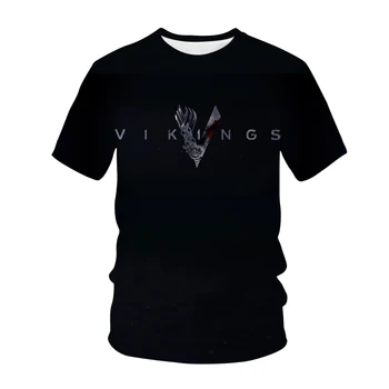 Vikingai serijos 3D T-shirt vyrų ir moterų 3D atspausdintas streetwear O-kaklo trumparankoviai Harajuku negabaritinių viršų