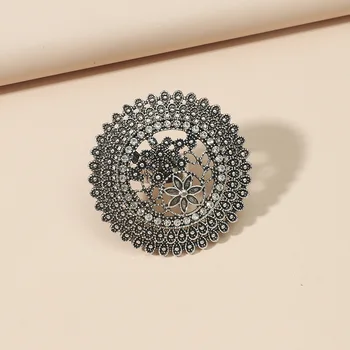 Vintage Senoviniai Didelis Sidabro Spalvos Moterys-Midi-Žiedai Išgraviruotas Gėlių Modelio Retro Šalies Moterų Piršto Žiedą, Stilingas Indijos Papuošalai