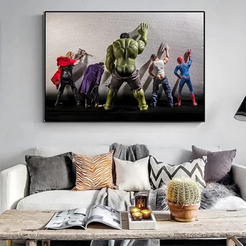 Vonios Sienelės Meno Dekoro Superhero Juokinga Tualetą Drobės Tapybos Žmogus-Voras Hulk Thor Į Tualetą Plakatas Namo Kambaryje Apdailos Nuotrauką