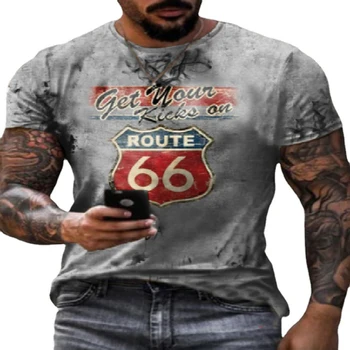 Vyrai 3D T-shirt 2021 trumpas Rankovės Viršuje Negabaritinių Naujas Mados 66 laiškas Spausdinti Paprasta Vyrų Hip-Hop Streetwear Marškinėliai Vyrams