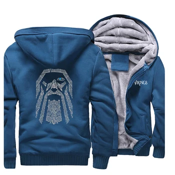 Vyriški Vilnos Šiltas Hoodies Vikingai Odin Vyras Palaidinės Žiemos Paltai Retro Vyrų Harajuku Streetwear Atsitiktinis Vyrų Drabužiai Striukė