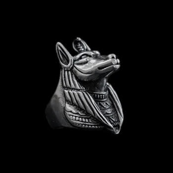 Vyrų mados 316L Nerūdijančio Plieno Žiedas Egipto Mitologijoje Mirties Anubis Egipto Šakalas Dievas, Požemio Gatekeeper Dviratininkas Žiedai, Papuošalai