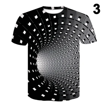 Vyrų, Moterų trumpomis Rankovėmis Tee Viršūnes Optinė Iliuzija Hipnozė 3D Print T-Shirt QW