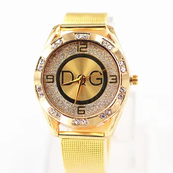 Zegarek damski Naujas DQG Mados Prekės ženklo Žiūrėti Prabanga Kristalinis kvarcas moterų laikrodžiai, Aukso, Sidabro, Nerūdijančio ponios suknelė žiūrėti Reloj