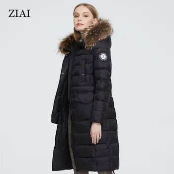 ZIAI2021 Naujas ponios žiemos ilgas, šiltas, patogus medvilnės-paminkštintas paltai moterims priemiestinių kailis kailis tendencija kailio apykaklę, skrybėlę kišenėje ZR-7266
