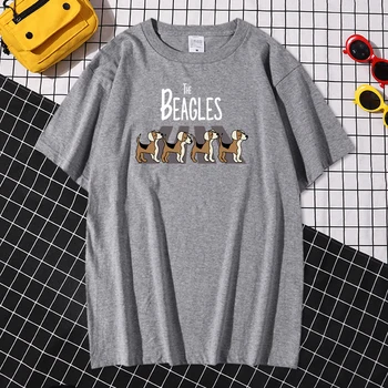 Į Beagles Paprastumas Spausdinti Marškinėliai Gatvės Mados Vyrams Trumpomis Rankovėmis, Patogus Laisvi Drabužiai Asmenybės Hip-Hop Vyrų T-Shirt